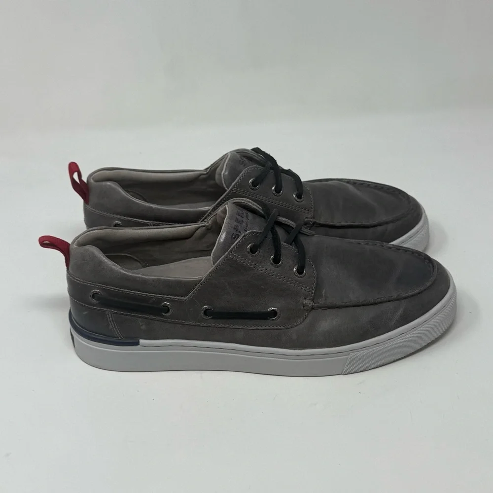 Sperry Gold Cup Victura 3 Eye Boat Shoes Mens 8.5 Gray Leather Casual Preppy